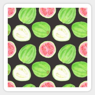 Bright watercolor tropical fruit pattern, guavas Sticker